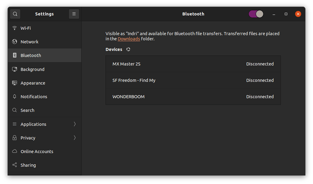How to focus switches with keyboard in Gnome Control Center
